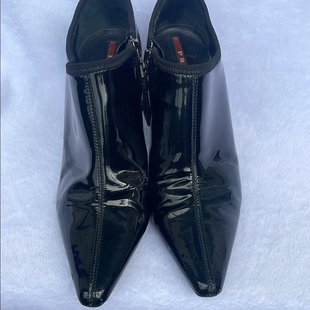 Prada Glossy Black Ankle Booties
